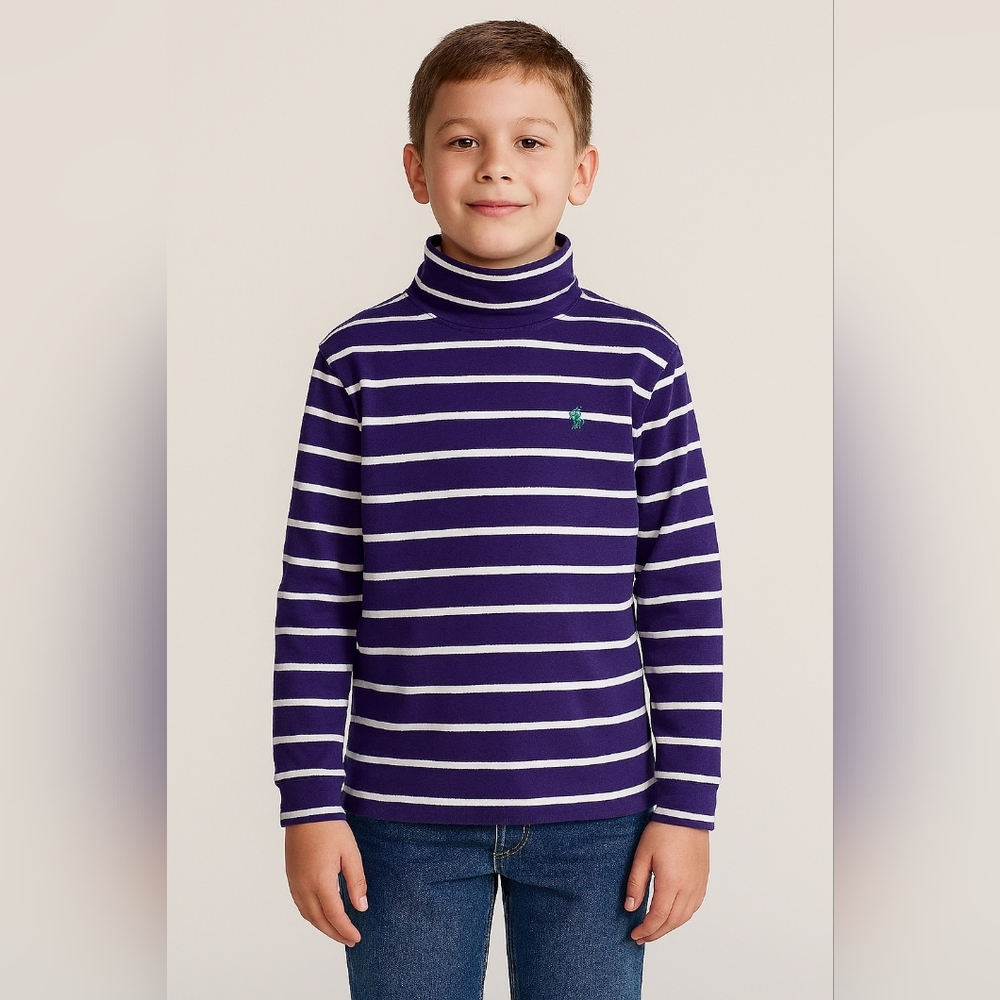 POLO RALPH LAUREN Purple Striped Turtleneck